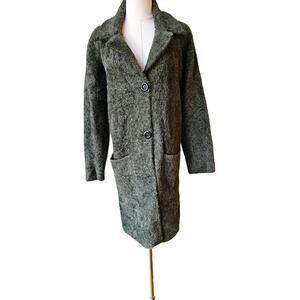 NWOT Cyrus Women's Dark Green Solid Long Sleeve Heavy Fur Long Coat Size Small
